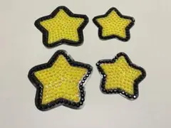 デコうちわ うちわデコ パーツ 黄色 星 4点セット