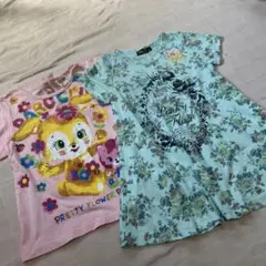 花柄キャラクターTシャツ2枚セット 100cm