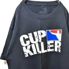 ビアポン カップキラー ロゴ Tシャツ ブラック 黒色 L 古着