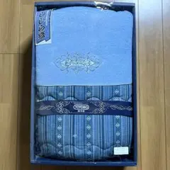 東洋紡 麻混しじら織 肌掛けふとん ブルー 箱入