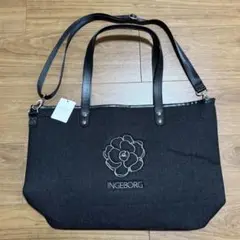 INGEBORG ブラックレザー トートバッグ INGEBORG ブラックレザー トートバッグ - バッグオンライン