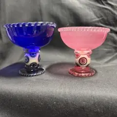 コアガラス　小暮紀一　とんぼ玉　ガラス杯　青　ぐい呑　おちょこ コアガラス 小暮紀一 とんぼ玉 ガラス杯 青 ぐい呑 おちょこ