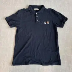 メゾンキツネ ポロシャツ ダブルフォックス L 黒 MAISON KITSUNE
