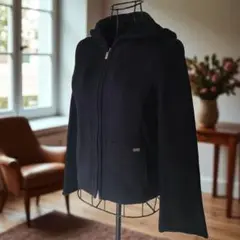 美品 フォクシー ニットパーカー シルクブレンド ダークネイビー 38