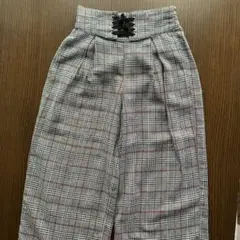 DOLLY RIBBONチェック柄 ワイドパンツ レースアップ150
