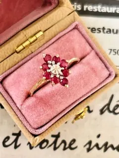 美品 アメリカ ルビー 指輪 ダイヤリング アールデコ