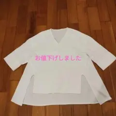 バロックジャパンリミテッド　ホワイト Vネック 五分袖 シャツ 36