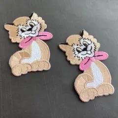 刺繡ワッペン　人気お買い得セット　ネコ　ブラウン　2枚セット