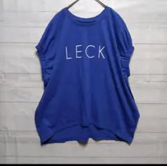 インタープラネット LECK プリント入り 青 ドルマンスリーブュニック 半袖