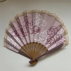 扇子　ローズ　ピンク