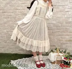 axes femme kawaiiドットチュールエプロン（キナリ） axes femme kawaii / ドットチュールエプロン キナリ S-25-07-30