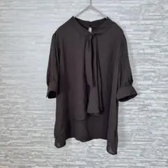 新品・未使用　グローブ　Lサイズ　リボンタイブラウス 黒 きれいめ