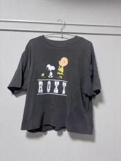 ROXY スヌーピー 半袖Tシャツ ブラック