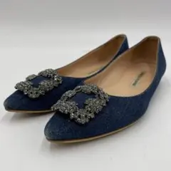 【極美品】Manolo Blahnik パンプス ハンギシ デニム レディース