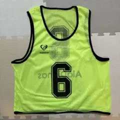 ビブス 背番号6 蛍光ライムグリーン サイズフリー サッカー フットサル バスケ