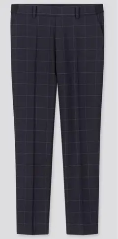 【新品】UNIQLOEZYアンクルパンツ(ウィンドウペン)〈ネイビー〉Sサイズ