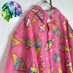 新品　未使用　アイスクリーム　総柄　ピンク　アロハ　シャツ　メンズ　サーティワン