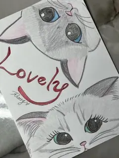 イラスト/鉛筆画/色鉛筆/原画/猫