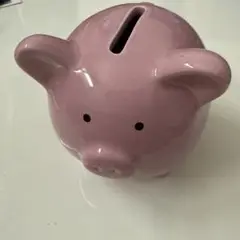 ピンクの豚の貯金箱 陶器製