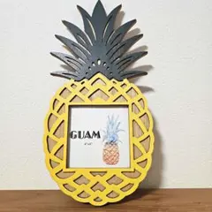 GUAMグアム　パイナップル型　フォトフレーム　写真たて　木製