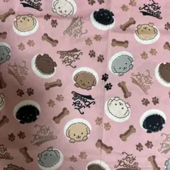 トイプードル柄生地　ピンク　シーチング