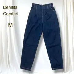 美品　デニフィッツコンフォート ハイウエストデニム　インディゴブルー ガーリー