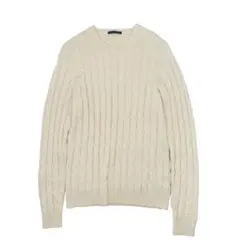 【美品◆カシミヤ混】ロベルトコリーナ ケーブルニット セーター 48 M オフ白
