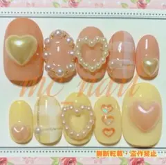【匿名配送】No75 ネイルチップ ゆめかわ オレンジ イエロー 黄色