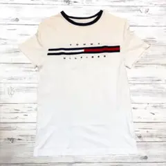 TOMMY HILFIGER Tシャツ 刺繍ロゴ ホワイト S 0245
