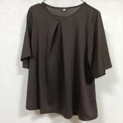 ブラウン フレアスリーブ 半袖シャツ Mサイズ