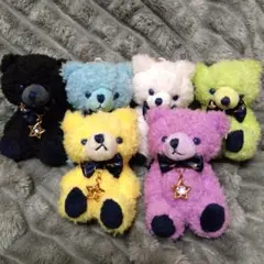 カラフル　クマのぬいぐるみストラップ