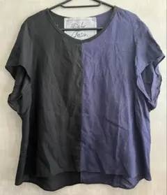 D-due フレンチスリーブ　バイカラー　シャツ