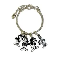 ミッキーマウス 白黒 モノクロ レトロ ブレスレット アクセサリー ディズニー