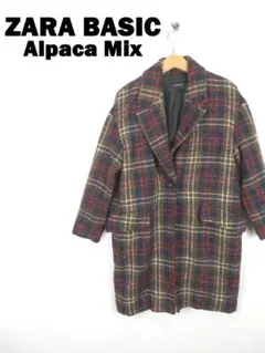 ZARA ザラ ★ アルパカミックス チェック チェスターコート S レディース