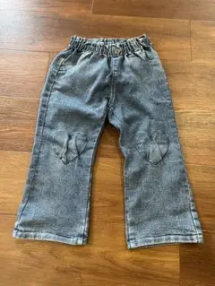 ハート刺繍 ダークブルー デニムパンツ