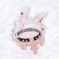 57〜75mm用 缶バッジアクリルフレーム うさ耳 ピンク