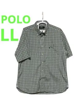POLO 半袖シャツ グリーン LL（XL） ポロ チェック柄