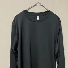 glimmerトムス　長袖Tシャツ(S)給水速乾生地シンプルブラッククルーネック