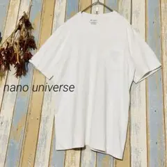 【nano universe 】Tシャツ ホワイト ポケット　綿　レーヨン XL