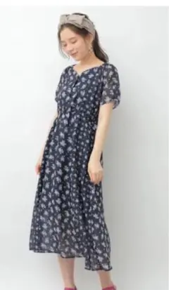 earth music&ecology 花柄シフォンワンピース