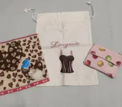 ※格安※ティッシュケース 巾着小物入れ 刺繍ミニータオル ラデュレ
