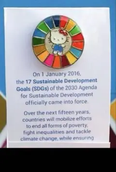 ハローキティ ピンバッジ　国連 関西 万博 限定
