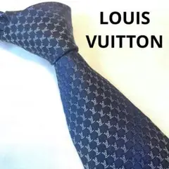 【良品】LOUIS VUITTON ネクタイ ネイビー系 ロゴグラム グラデ