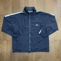 90s OLD STUSSY SPORTS ナイロン トラックジャケット 紺