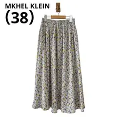0789 MKHEL KLEINロングフレアスカート花柄ウエストゴムフェミニン