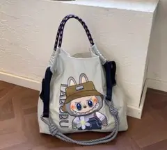 新品Labubuラブブキャラクター刺繍　エコバッグ 大容量
