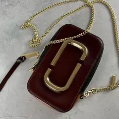 美品 マークジェイコブス ホットショット ショルダーバッグ ゴールドチェーン 赤