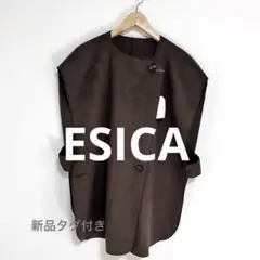 【新品タグ付】ESICA ブラウン ベスト　ポンチョ 2ボタン 秋　オータム