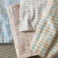 パステル調のちょうちょ柄 Wガーゼ 50cm×4枚(4色)セット