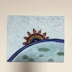 抽象画 日の出 油絵